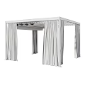 Elegant Modern Pergola Design Featuring Wooden Frame And Hanging Curtains For Outdoor Spaces