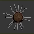Traditional Ancient Wooden Weapon Featuring Long Handle And Crossed Decorative Structure