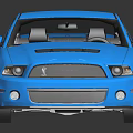 Blue Mustang Sports Car With Sleek Two Door Body Silver Alloy Wheels And Rear Spoiler