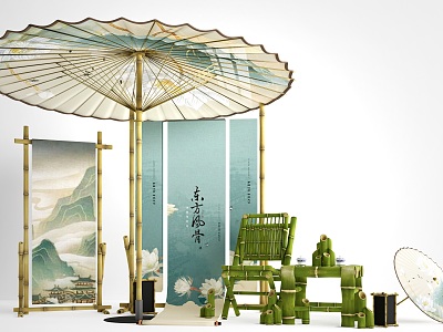 New Chinese-style Beautiful Chen New Chinese-style Outdoor Cards-in Area Outdoor Rest Area Chinese-style Cards model