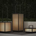 Japanese Style Outdoor Lanterns With Lattice Design Emitting Warm Glow For Garden Spaces