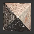 Cartoon Scene of Ancient Egyptian Pyramid With Carved Figure on Black Background