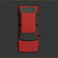 Vintage Red Scratched Hatchback Car With License Plate LOVE 123 And Dark Background Reflection
