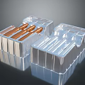 Firearm Ammunition In Transparent Plastic Cases With Orange Bullet Cartridges