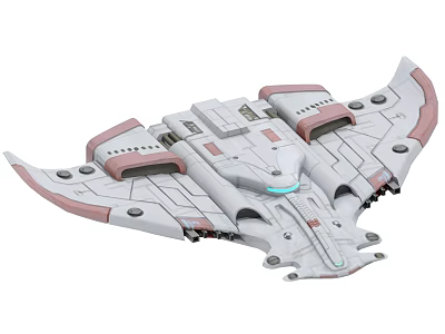 Futuristic Sci Fi Spaceship Model With White And Pink Detailed Structure 3d model