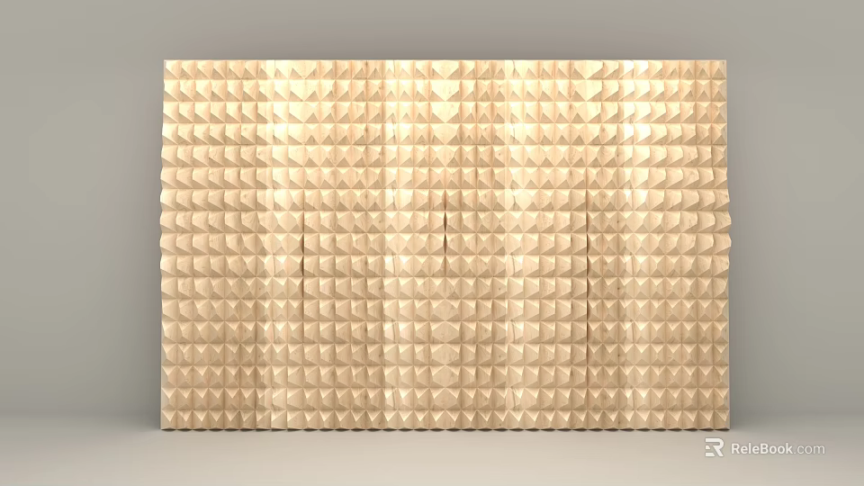 Textured 3D Geometric Pattern Decorative Wall Panel Design in Beige Tone 3d model