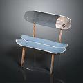 Unique Skateboard Chair Crafted From Repurposed Skateboard Decks With Wooden Legs