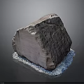 Natural Wooden Stone With Textured Surface And Blue Pebbles Base