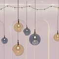 Modern Spherical Glass Pendant Lights With Colorful Transparent Design For Interior Decoration