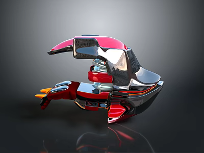 Red And Silver Sporty Motorcycle With Modern Streamlined Design Featuring LED Lights And Alloy Wheels 3d model