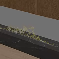 Modern Linear Fireplace With Flames In Wooden Cabinet Interior And Marble Surface