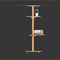 Orange Multi Tier Round Trolley with Wheels Cup Holder and Paper Roll Holder
