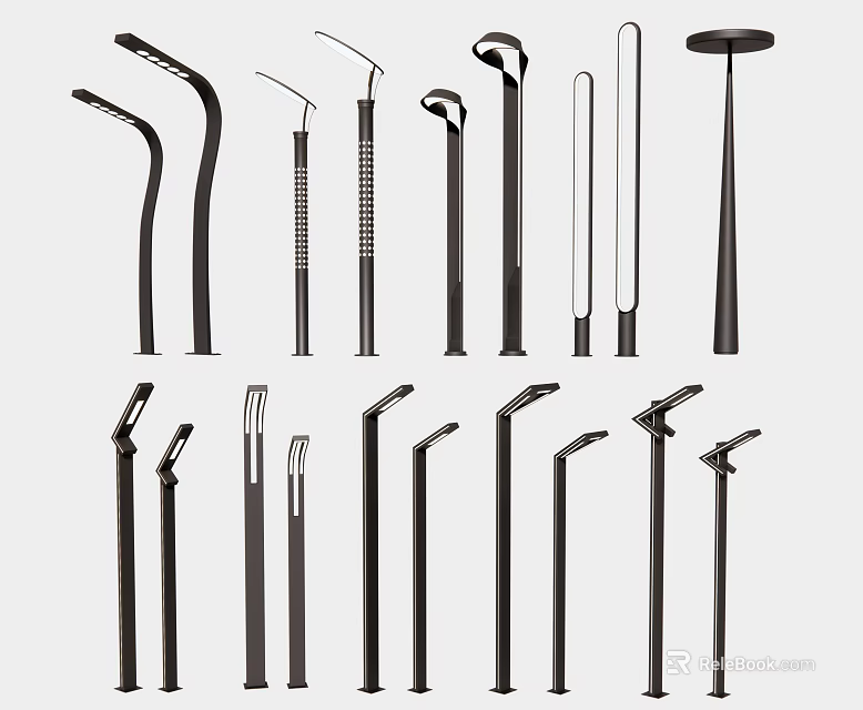 Stylish Modern Outdoor Lights With Various Designs For Garden And Patio 3d model 