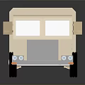 Beige Toy Truck Exterior Design With Red Compartments And Radioactive Symbol