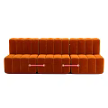 Orange Velvet Modular Sectional Sofa with Pink Straps for Living Room Seating