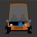 Orange And Blue Small Car With Transparent Windshield Blue Wheels And Headlights