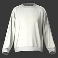 White Long Sleeve Sweater With Round Neck And Gray Trim Design