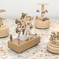 Wooden Decorative Ornament Set With Carousel Ferris Wheel And Figurine Designs