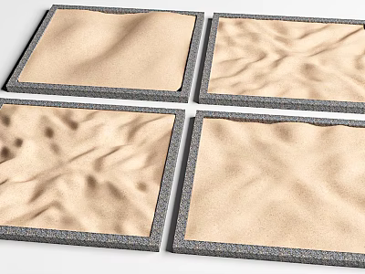 Microtopography Sand Textured Square Plates With Gray Borders And Varied Patterns 3d model