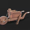 Wooden Wheelbarrow With Classic Design Large Wheel And Rustic Handle Structure 3d model
