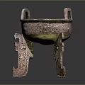 Ancient Style Bronze Furniture With Tripod Legs Double Handles And Intricate Patterns