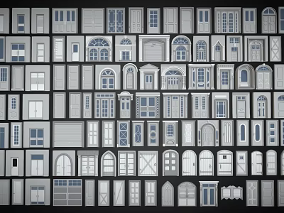 Various Architectural Hinged Doors With Different Design Styles For Home Use 3d model