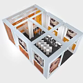 Laboratorio Cosmetico Beauty Exhibition Booth With Facial Ads And Interior Seating Area