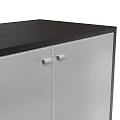 Modern Entryway Side Cabinet With White Doors Black Frame And Metal Handles