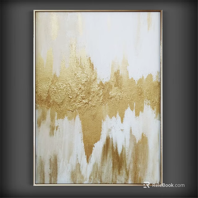 Elegant Modern Picture Frame With Gold White Abstract Textured Art For Wall Decor 3d model 