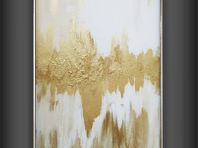 Elegant Modern Picture Frame With Gold White Abstract Textured Art For Wall Decor 3d model