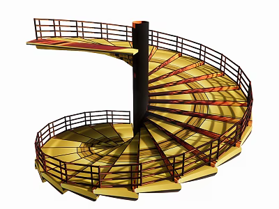 Elegant Modern Spiral Staircase with Yellow Steps and Black Railings Interior 3d model