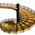 Elegant Modern Spiral Staircase with Yellow Steps and Black Railings Interior