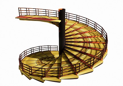 Steel Frame Stair Rotating Stair Spiral Stair Handrail Stair 3d model