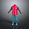 Red Jacket Blue Jeans And Red Sneakers Casual Everyday Wear