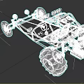 Off Road Vehicle Chassis With Large Tires Mechanical Components And Frame Structure 3d model