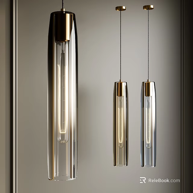 Modern Glass Pendant Lights With Metal Frames Hanging For Contemporary Interior Decor 3d model 