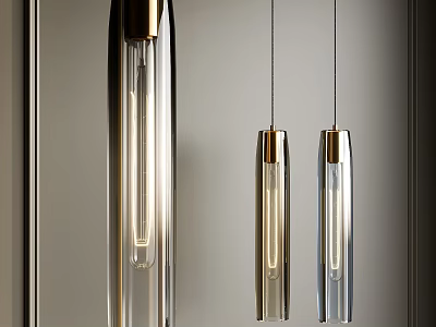 Modern Glass Pendant Lights With Metal Frames Hanging For Contemporary Interior Decor 3d model
