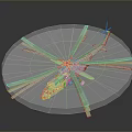 Transparent Circular Display On Blue Base With Green Crossed Straps And Helicopter Model
