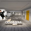 GUYS SOUL Trendy Fashion Clothing Store Modern Interior With Display Racks And Stylish Lighting