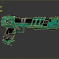 Futuristic Turquoise Weapon with Advanced Structural Design and Modern Components 3d model