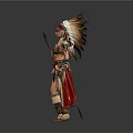 Woman In Traditional Outfit With Feather Headdress And Decorative Accessories