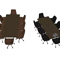 Sturdy Wooden Conference Table With Comfortable Leather Swivel Chairs For Office Use