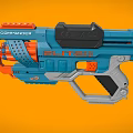 Blue and Orange Commander Slitex Toy Gun With Triple Barrel Ergonomic Grip