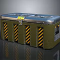 Green Storage Box With Silver Lid And Yellow Black Stripes For Household Use