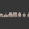 Architectural Model Of Urban Building Complex With Cardboard Material Various Shapes Light Brown And White