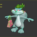 Cartoon Squirrel Game Movie Character With Green Hat Yellow Flower And Pink Handbag