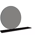 Round Mirror with Illuminated Edge and Black Shelf Featuring Small Round Mirror on Wall