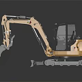Heavy Duty Yellow Tracked Excavator With Cab And Mechanical Arm