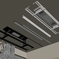 Smart Ceiling Mounted Clothes Drying Rack with LED Lights Hanging Clothes And Adjustable Poles 3d model