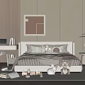 Cozy Kids Bed with Stuffed Toys Blanket Wooden Walls Framed Art Desk Chair and Lamp